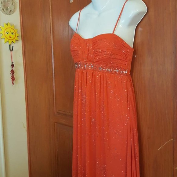 Wedding Guest Party Dress Maxi Long with Rhinestone Bling Shimmer Size 4 - Picture 1 of 10